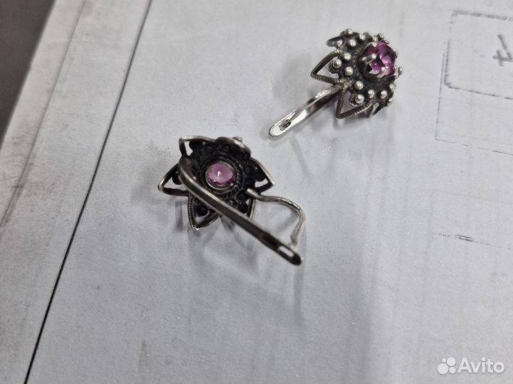 Серьги серебро СССР 875 проба