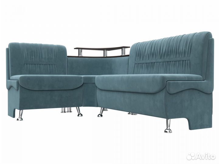 Диван кухонный угловой Сидней левый угол, велюр, бирюзовый