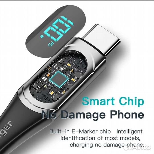 Кабель зарядный USB-C-Type-C до 100w новый Essager