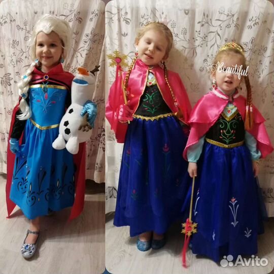 Походные платья Эльзы и Анны, Олаф, парики, все ра