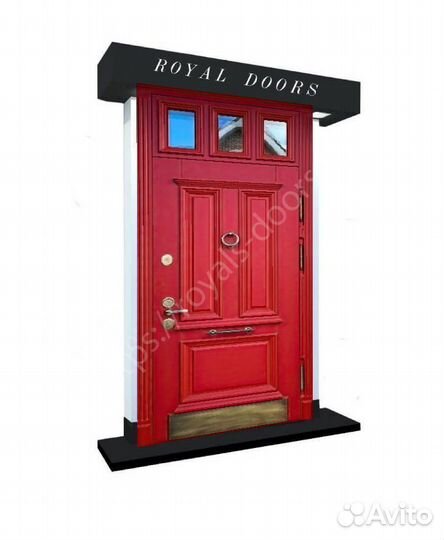 Металлическая дверь с фрамугой и багетом