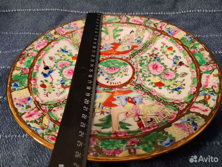 Старинная китайская тарелка, ручная роспись