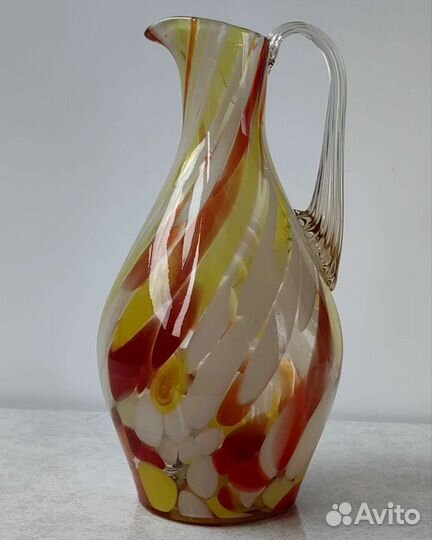 Ваза Кувшин цветное стекло СССР