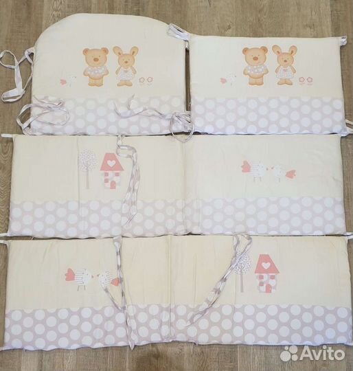 Бортики в детскую кроватку + постельное бельё