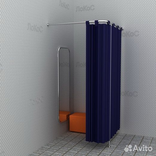 Примерочная угловая пристенная с радиусным углом