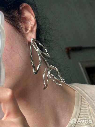 Объемные серьги-цветы