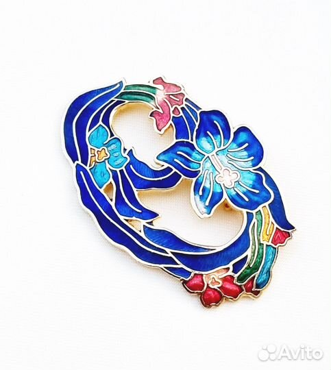 Винтажная брошь, клуазоне, Англия