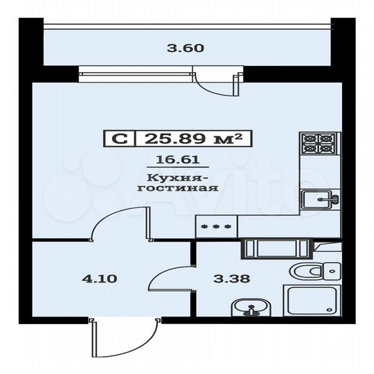 Квартира-студия, 25,9 м², 5/16 эт.