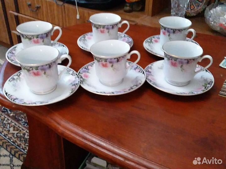 Кофейные чашки фарфор Китай 1980г 6 пар