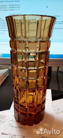 Ваза Бисер медовый хрусталь гхз линза