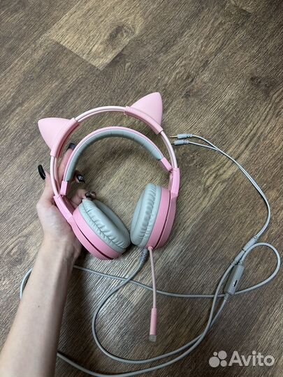 Розовые наушники с ушками Somic