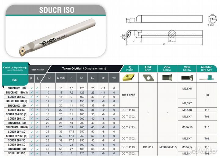 Державка Расточная S16Q sducr 11 MBC Турция