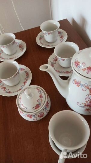 Сервиз чайный на 6 персон, фарфор чсср антиквариат