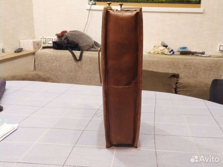 Кожанная сумка СССР, натуральная кожа, латунь