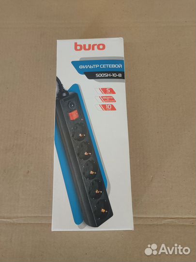 500SH-10-B фильтр сетевой Buro (5 роз.) черный
