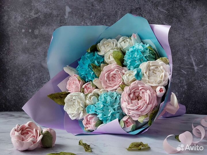 Съедобный букет из зефира. Зефирные цветы