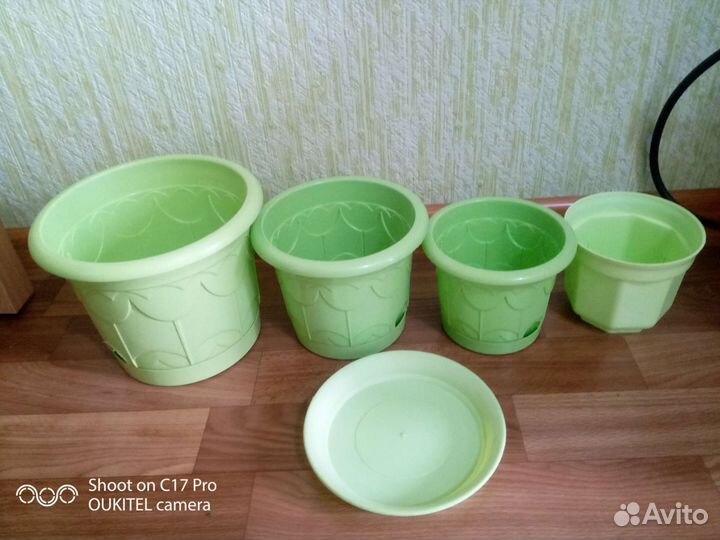 Горшки д/цветов новые и б/у одним пакетом