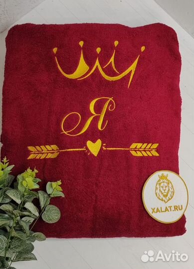 Женский махровый халат с Короной и Надписью