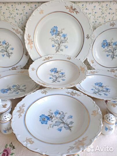 Тарелки Кахла Колокольчики, фарфор ГДР