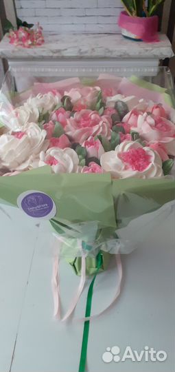 Зефирные цветы ручной работы