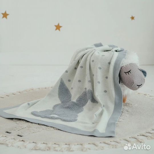 Плед вязаный детский зайка