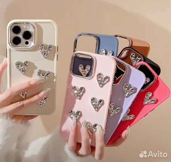 Чехол с сердечками на iPhone 7+,8+,XR,11,12,14
