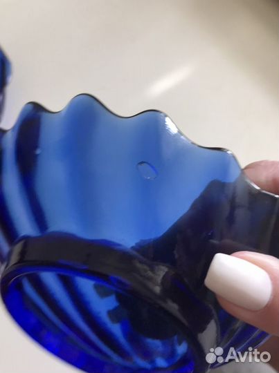 Ваза/ракушки кобальтовое стекло винтаж 60-70х г. С