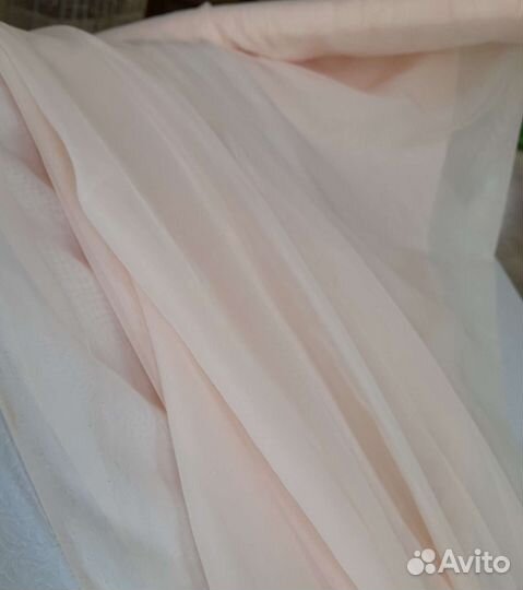 Тюль вуаль розовая. Высота 280 см