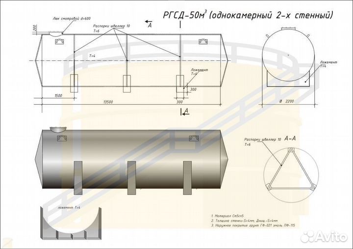 Резервуар Горизонтальный ргсн-175м3