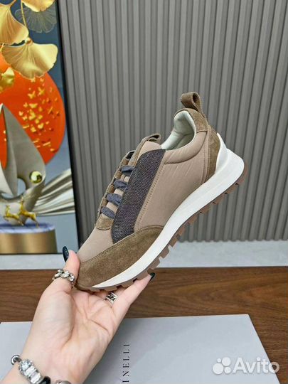 Кроссовки Brunello Cucinelli замша бежевые