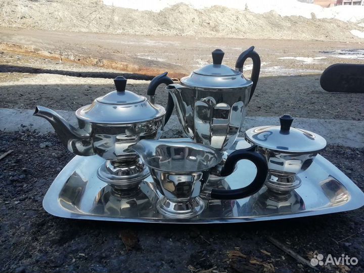 Чайно-кофейный сервиз СССР мельхиоровый