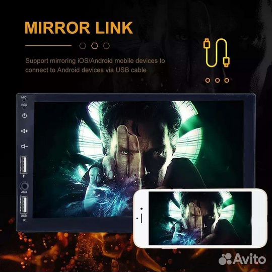 Магнитола 1Din. С экраном 7 дюймов. Система Wince