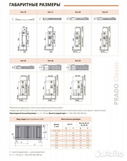 Радиатор стальной Prado Classic 22/500/800 (Рос)