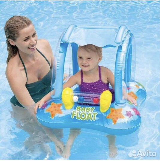 Надувной круг - плот с навесом от солнца