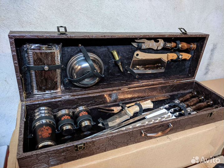 Подарочный набор шампура стопки мангал фляжка