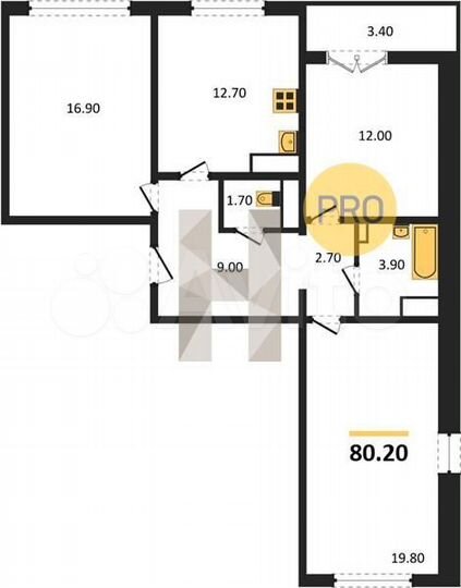 3-к. квартира, 80,2 м², 10/17 эт.