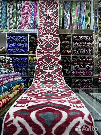 Узбекский шелковый бархат Бахмаль. Шелковый икат