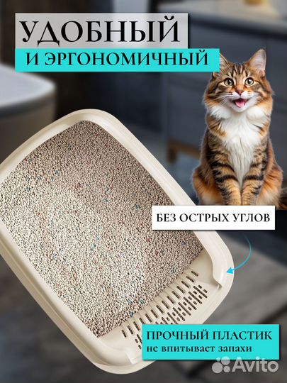 Лоток для кошек большой с высокими бортами