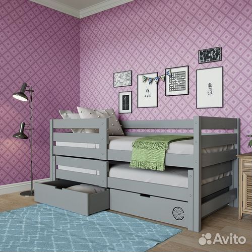 Кроватка из натурального дерева с доп. местом детс