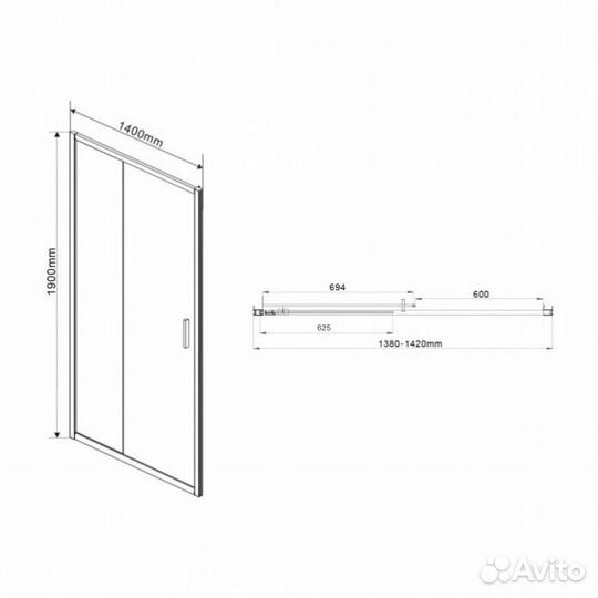 Душевая дверь Vincea Garda VDS-1G 140 прозрачная