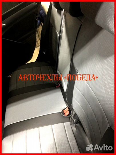 Чехлы Volkswagen Golf 7 из экокожи чёрно-серые