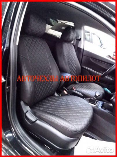 Чехлы Автопилот Kia Rio 4 X-line из экокожи чёрные