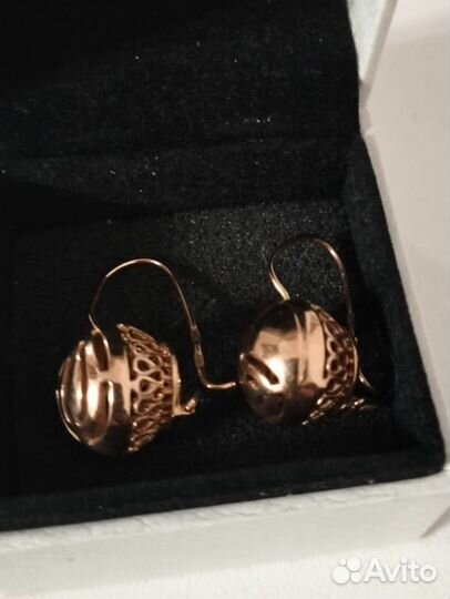 Золотые серьги шары 585