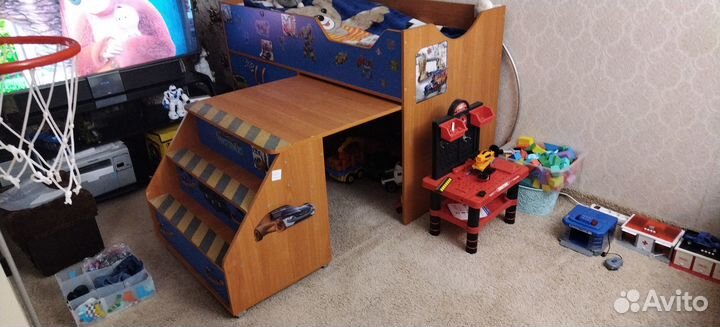 Детская кровать чердак с матрасом