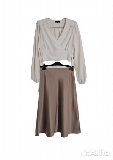 Комлект: блузка нарядная + юбка атласная