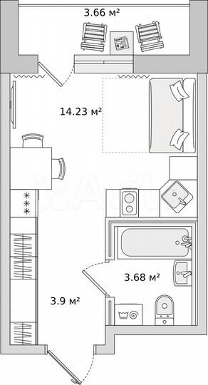 Квартира-студия, 21,7 м², 7/21 эт.