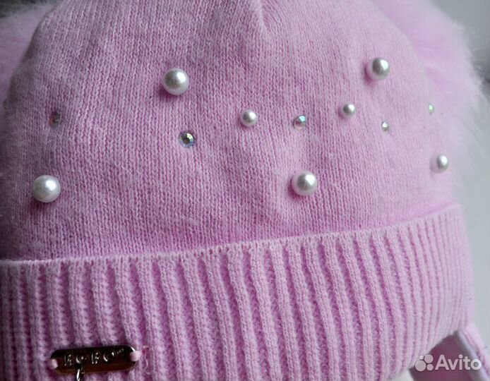 Шапка зимняя для девочки р-р 50-52