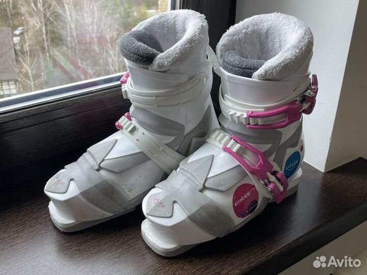 Горные лыжи 100 и ботинки детские 21,5