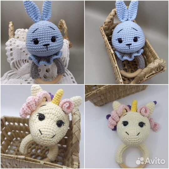 Вязаные гызунки, погремушки, игрушки