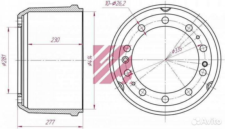 Тормозной барабан Рено 414х220